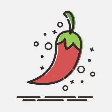 Icon chilli. Day of the dead celebration elements. Icons in MBE style. Good.. Illustrazione stock