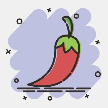 Icon chilli. Day of the dead celebration elements. Icons in comic style. Go.. Illustrazione stock