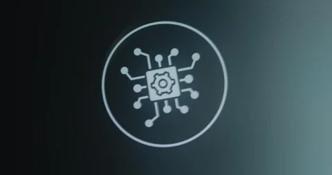 Icon of a chip with a gear symbol Video stock 314853970