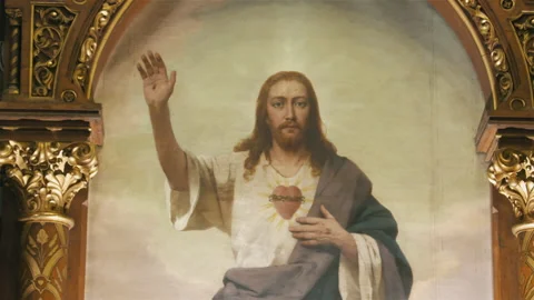 The icon of Christ crucified and risen - detail Stock Footage 149144514