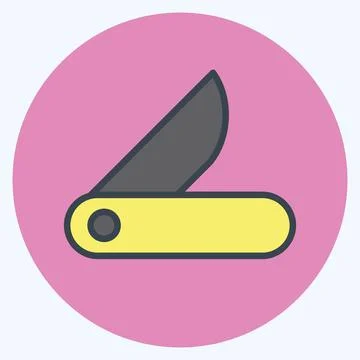 Icon Clasp-Knife. suitable for education symbol. color mate style. simple des Stock Illustration