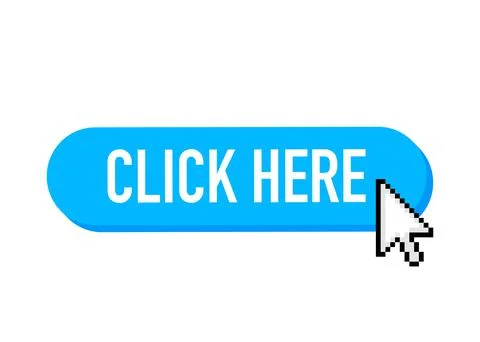 Icon with click here 3D button on white background for web marketing design.  Stock Illustration