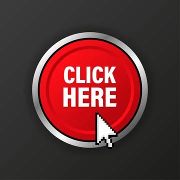 Icon with click here 3D button on dark background for web marketing design. F Illustrazione stock
