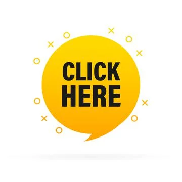 Icon with click here 3D button on white background for web marketing design.  Stock Illustration