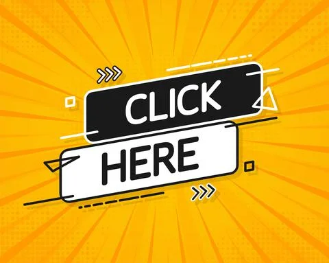 Icon with click here banner for web marketing design. Flat deign. Social media Stock Illustration