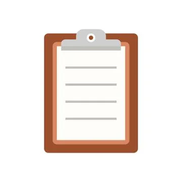 Icon clipboard checklist or document with checkmark with text in flat style Stock Illustration
