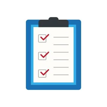 Icon clipboard checklist or document with checkmark with text in flat style Ilustración de archivo