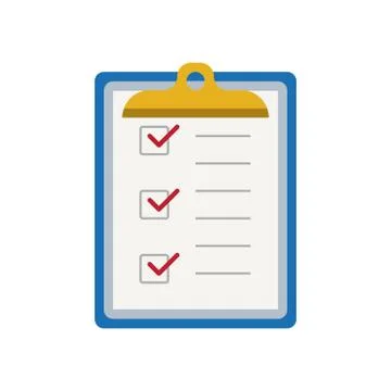 Icon clipboard checklist or document with checkmark with text in flat style Ilustración de archivo