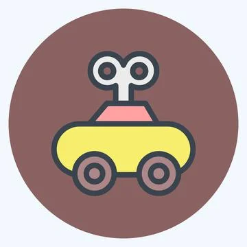 Icon Clockwork Car. suitable for Kids symbol. color mate style. simple design Illustrazione stock