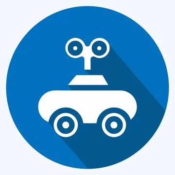 Icon Clockwork Car. suitable for Kids symbol. long shadow style. simple desig Illustrazione stock