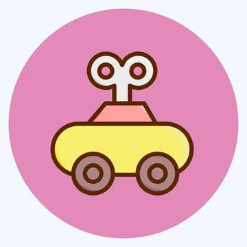 Icon Clockwork Car. suitable for Kids symbol. flat style. simple design edita Stock-Illustration