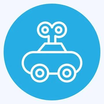 Icon Clockwork Car. suitable for Kids symbol. blue eyes style. simple design  Stock Illustration