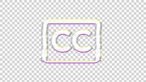 Icon closed captioning is distorted. Glitch. Noise, chromatic aberration, Stock Illustration