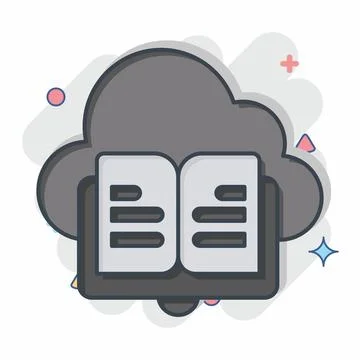 Icon Cloud Book. related to Learning symbol. comic style. simple design ill.. Illustrazione stock