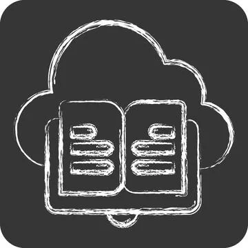 Icon Cloud Book. related to Learning symbol. chalk Style. simple design ill.. Illustrazione stock