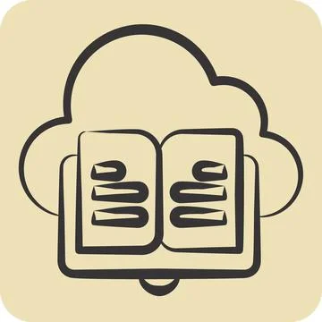 Icon Cloud Book. related to Learning symbol. hand drawn style. simple desig.. 스톡 일러스트