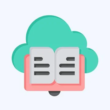 Icon Cloud Book. related to Learning symbol. flat style. simple design illu.. 스톡 일러스트