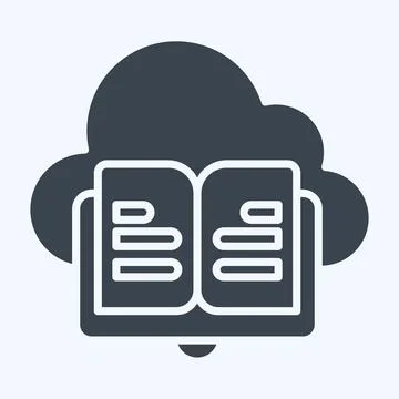 Icon Cloud Book. related to Learning symbol. glyph style. simple design ill.. Stock Illustration