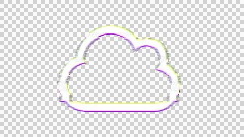 Icon cloud is distorted. Glitch. Noise, chromatic aberration, geometric 库存插图