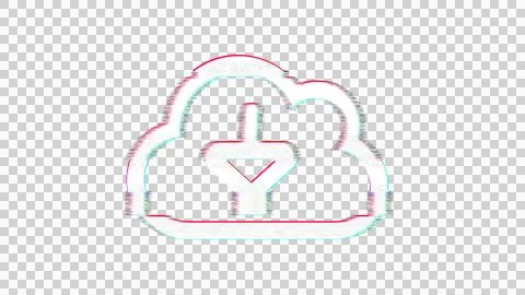 Icon cloud download is distorted. Glitch. Noise, chromatic aberration, geometric 库存插图