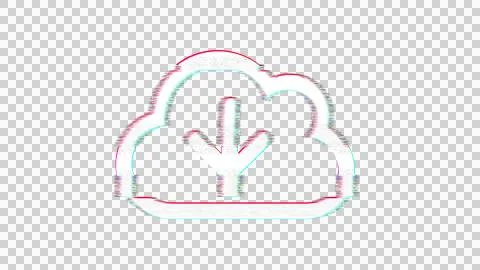 Icon cloud download is distorted. Glitch. Noise, chromatic aberration, geometric 库存插图