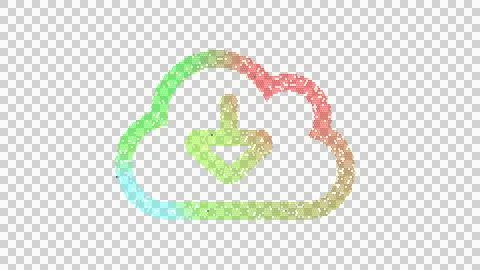 Icon cloud download is made up of LED square shapes. There are bright diodes and Stock Illustration