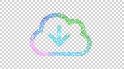 Icon cloud download is made up of LED square shapes. There are bright diodes and Stock Illustration
