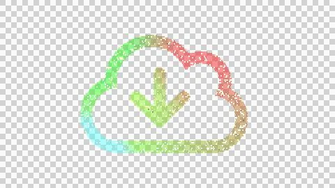 Icon cloud download is made up of LED square shapes. There are bright diodes and Stock Illustration