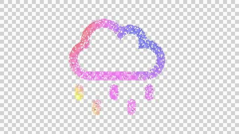 Icon cloud drizzle is made up of LED square shapes. There are bright diodes and Stock Illustration