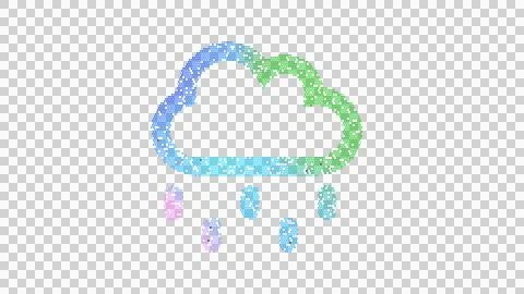 Icon cloud drizzle is made up of LED square shapes. There are bright diodes and Stock Illustration
