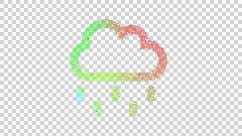 Icon cloud drizzle is made up of LED square shapes. There are bright diodes and Stock Illustration