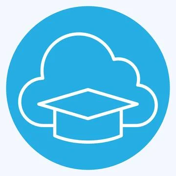 Icon Cloud Education. related to Learning symbol. blue eyes style. simple d.. Illustrazione stock