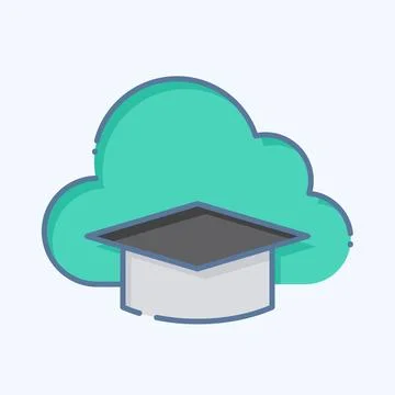 Icon Cloud Education. related to Learning symbol. doodle style. simple desi.. Stock Illustration