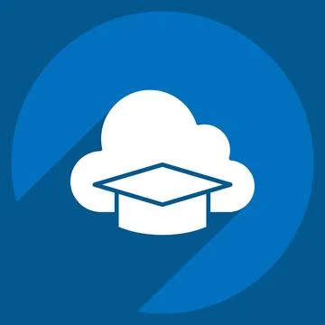 Icon Cloud Education. related to Learning symbol. long shadow style. simple.. Illustrazione stock