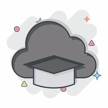 Icon Cloud Education. related to Learning symbol. comic style. simple desig.. Stock Illustration