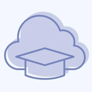 Icon Cloud Education. related to Learning symbol. two tone style. simple de.. 스톡 일러스트