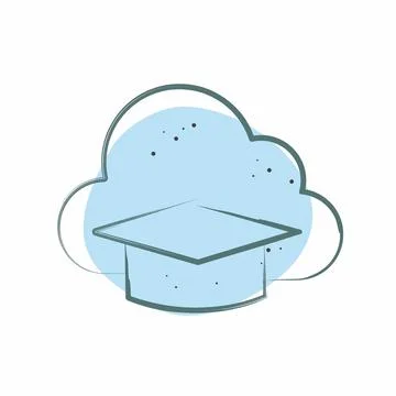 Icon Cloud Education. related to Learning symbol. Color Spot Style. simple .. Illustrazione stock