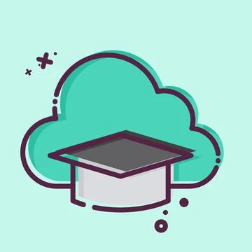 Icon Cloud Education. related to Learning symbol. MBE style. simple design .. Illustrazione stock