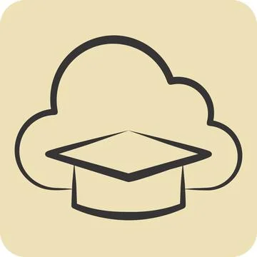 Icon Cloud Education. related to Learning symbol. hand drawn style. simple .. Illustrazione stock