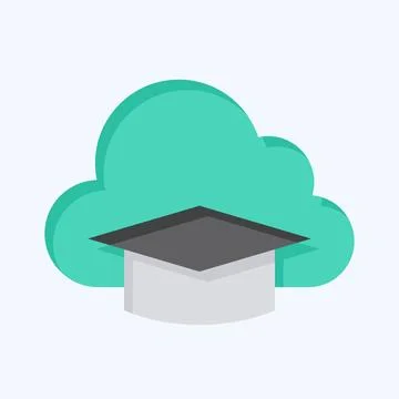 Icon Cloud Education. related to Learning symbol. flat style. simple design.. Illustrazione stock