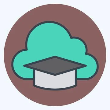Icon Cloud Education. related to Learning symbol. color mate style. simple .. Illustrazione stock