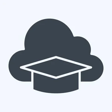 Icon Cloud Education. related to Learning symbol. glyph style. simple desig.. 스톡 일러스트