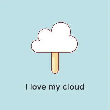 Icon of Cloud files with ice cream and candy-floss. Creative concept graphic  Stock Illustration