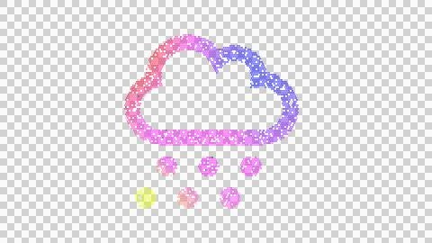 Icon cloud hail is made up of LED square shapes. There are bright diodes and Stock Illustration