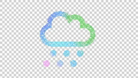 Icon cloud hail is made up of LED square shapes. There are bright diodes and Stock Illustration