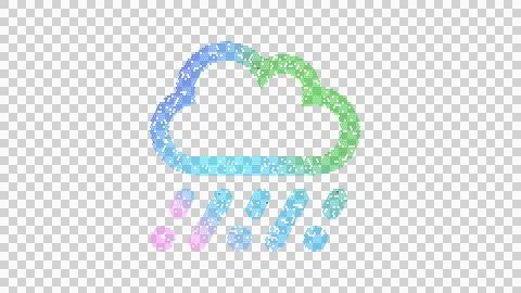 Icon cloud hail mixed is made up of LED square shapes. There are bright diodes Stock Illustration