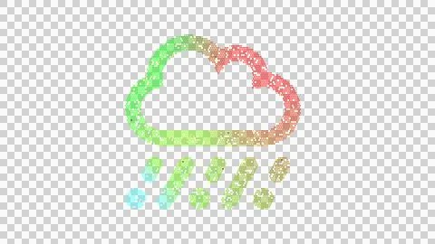 Icon cloud hail mixed is made up of LED square shapes. There are bright diodes Stock Illustration