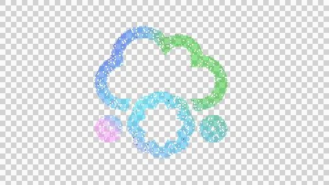 Icon cloud meatball is made up of LED square shapes. There are bright diodes and Stock Illustration