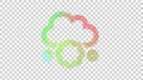 Icon cloud meatball is made up of LED square shapes. There are bright diodes and Stock Illustration