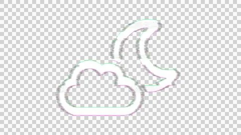 Icon cloud moon is distorted. Glitch. Noise, chromatic aberration, geometric Stock Illustration